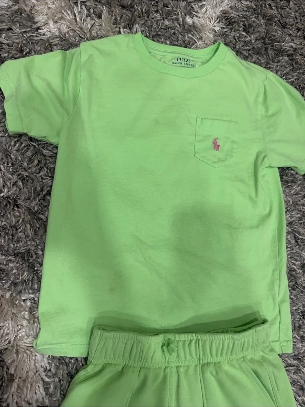 Ralph Lauren Neon Green Pocket Tee & Shorts Set